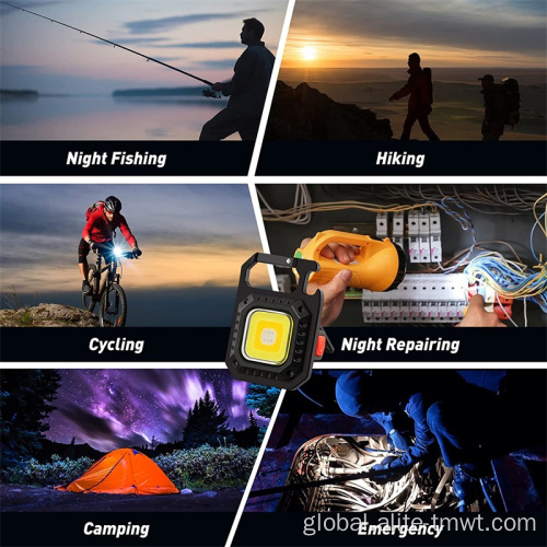 Keychain Torch Light Outdoor Mini Portable COB Emergency Keychain Flashlight Tripod Working Light Folding Bracket for Camping Fishing Bottle Opener Factory